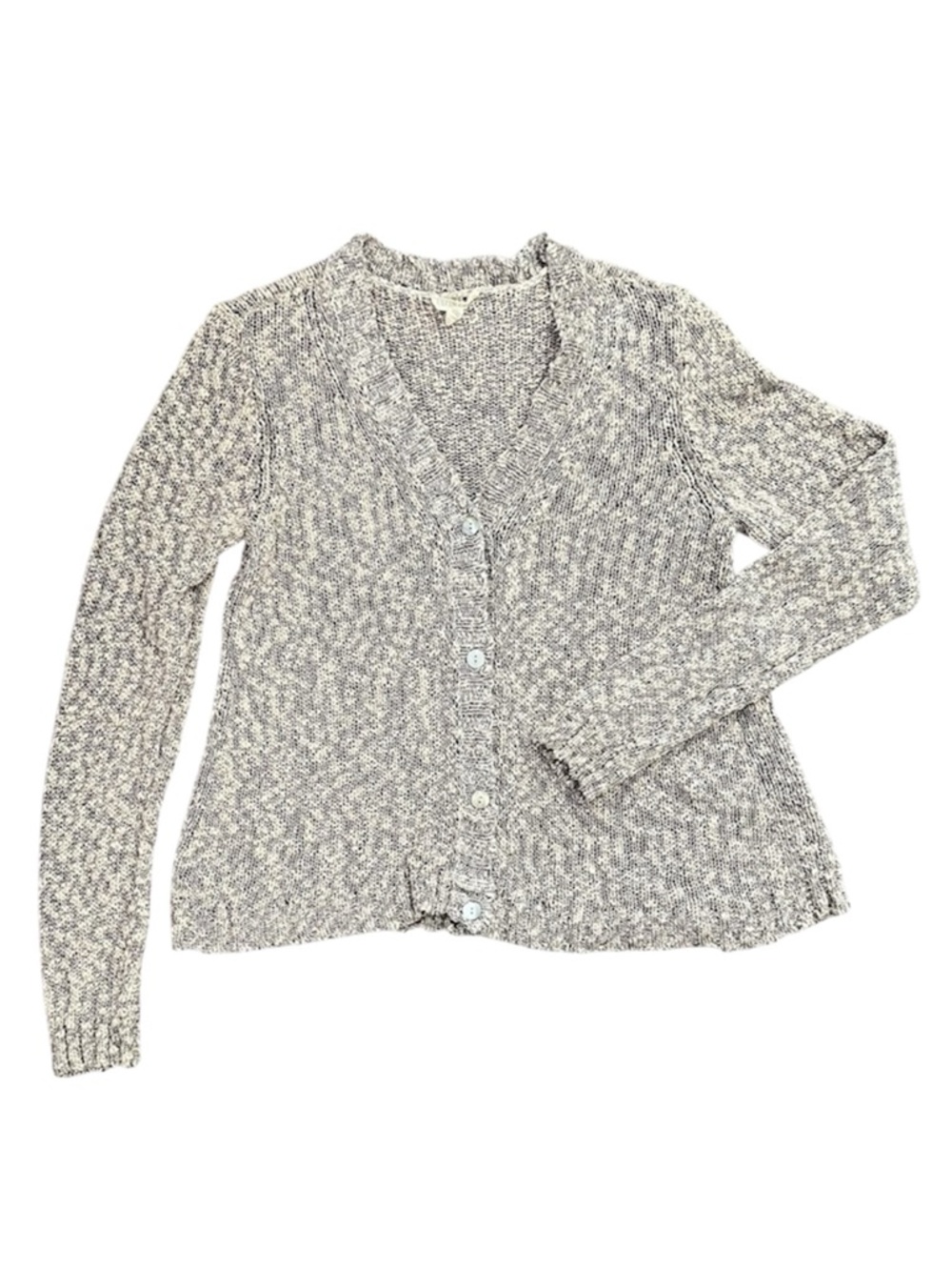 Eileen Fisher gray and cream cottagecore cotton blend Cardigan size XS